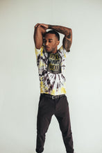 Load image into Gallery viewer, WOOF Black and Yellow Spiral Tie Dye Tee